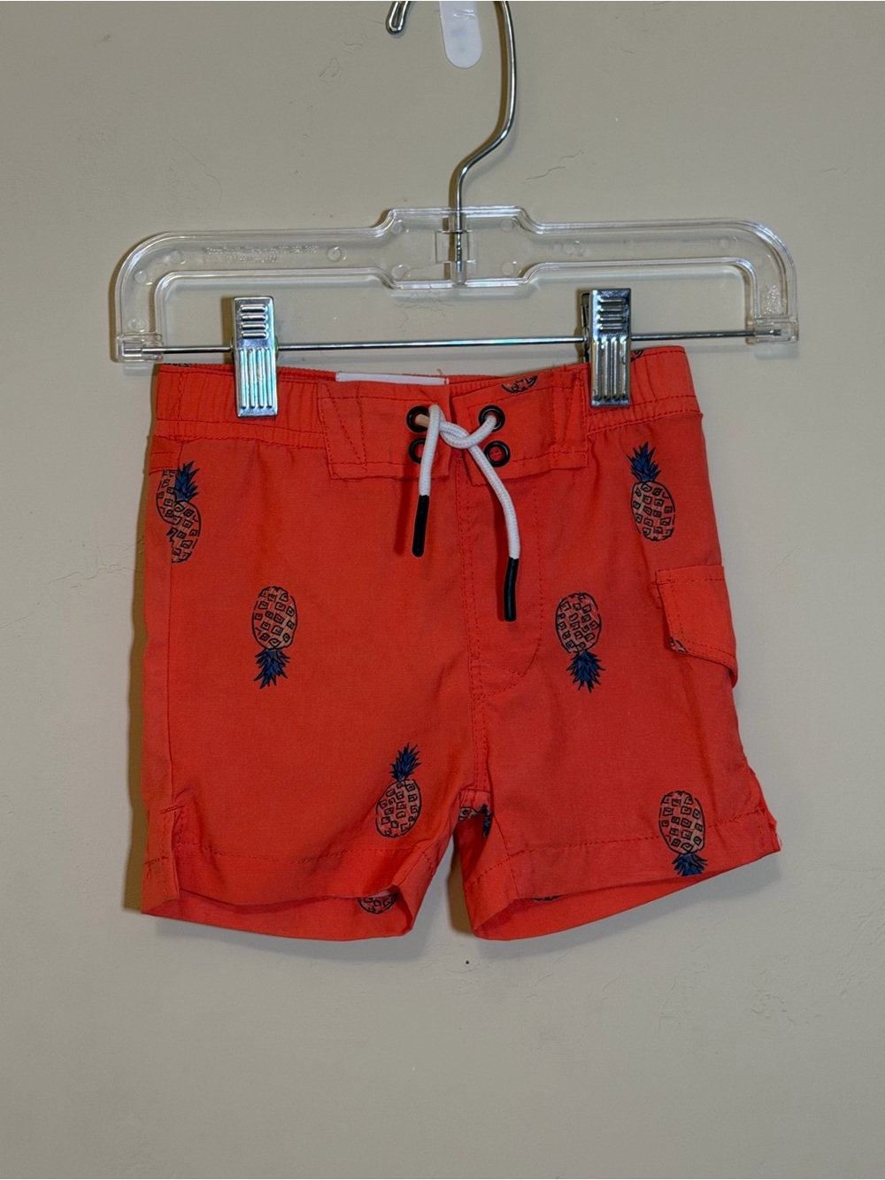 Sovereign Code Coral Pineapple Print Shorts with Navy Accents